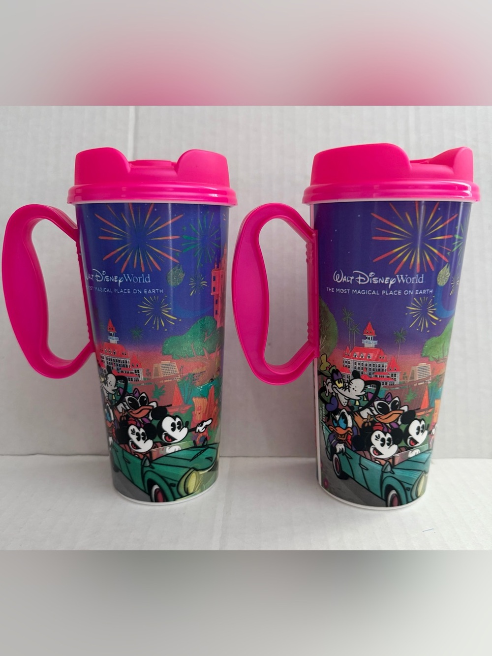 Whirley Drink Works Disney World Travel Tumbler with Hot Pink Lid & Handle